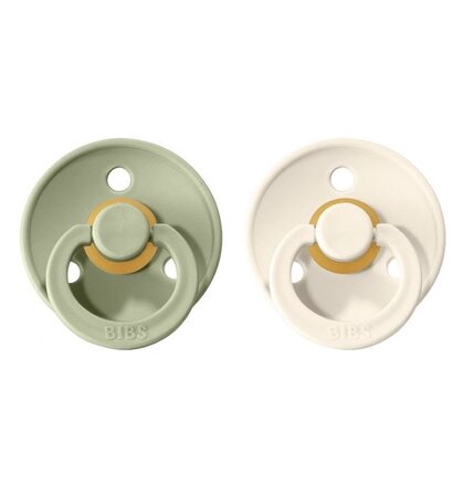 BIBS Colour cumliky z prirodneho kaucuku 2ks - velkost 2 - Sage / Ivory